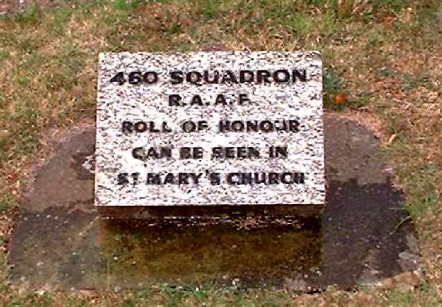 460 Squadron R.A.A.F. Roll of Honour can be seen in St Mary's Church