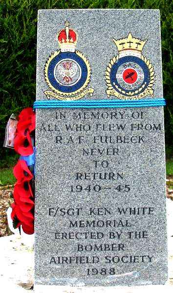 RAF Fulbeck memorial stone - closeup of inscription