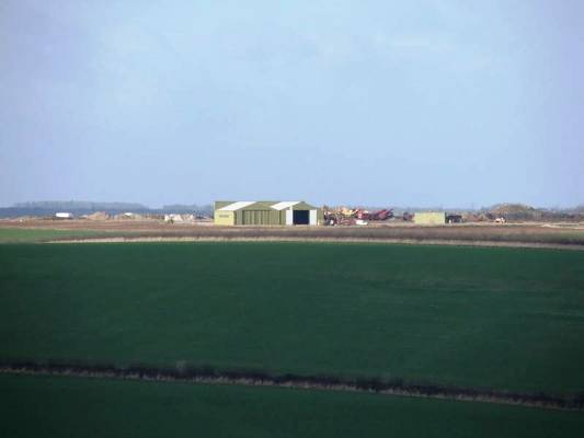 poss 'Q' Sheds at SW corner of the airfield at RAF Binbrook, photographed in Feb 2005.