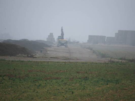 RAF Coleby Grange - Perimeter track being reduced in width, Jan 2005.